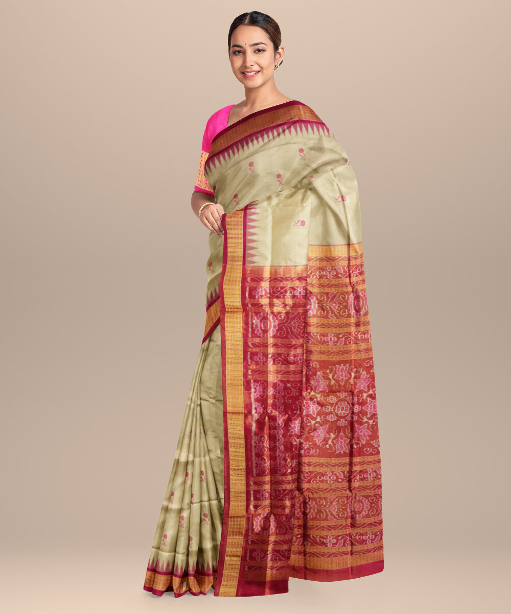 Dark vanilla flirt silk handloom sonepur saree