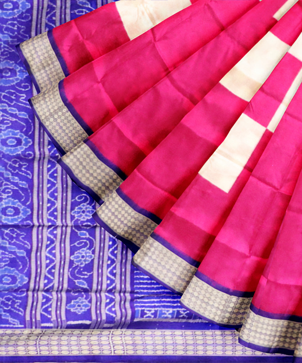 Multicolor dark blue patli silk handloom sambalpuri saree