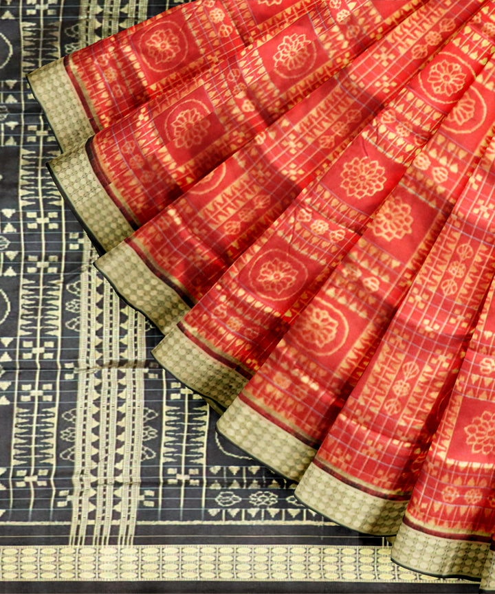 Red black silk handloom sambalpuri saree