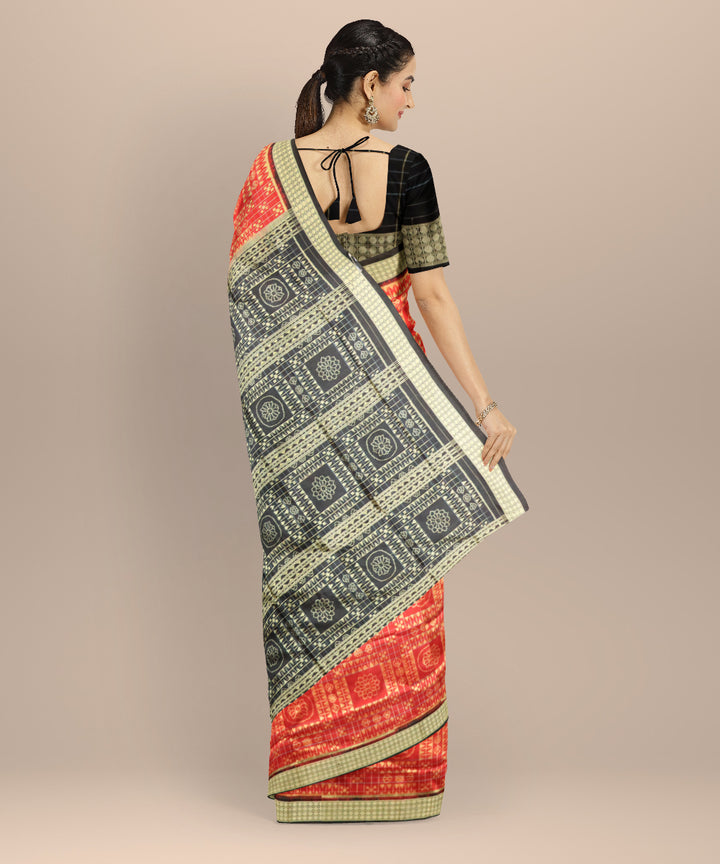 Red black silk handloom sambalpuri saree