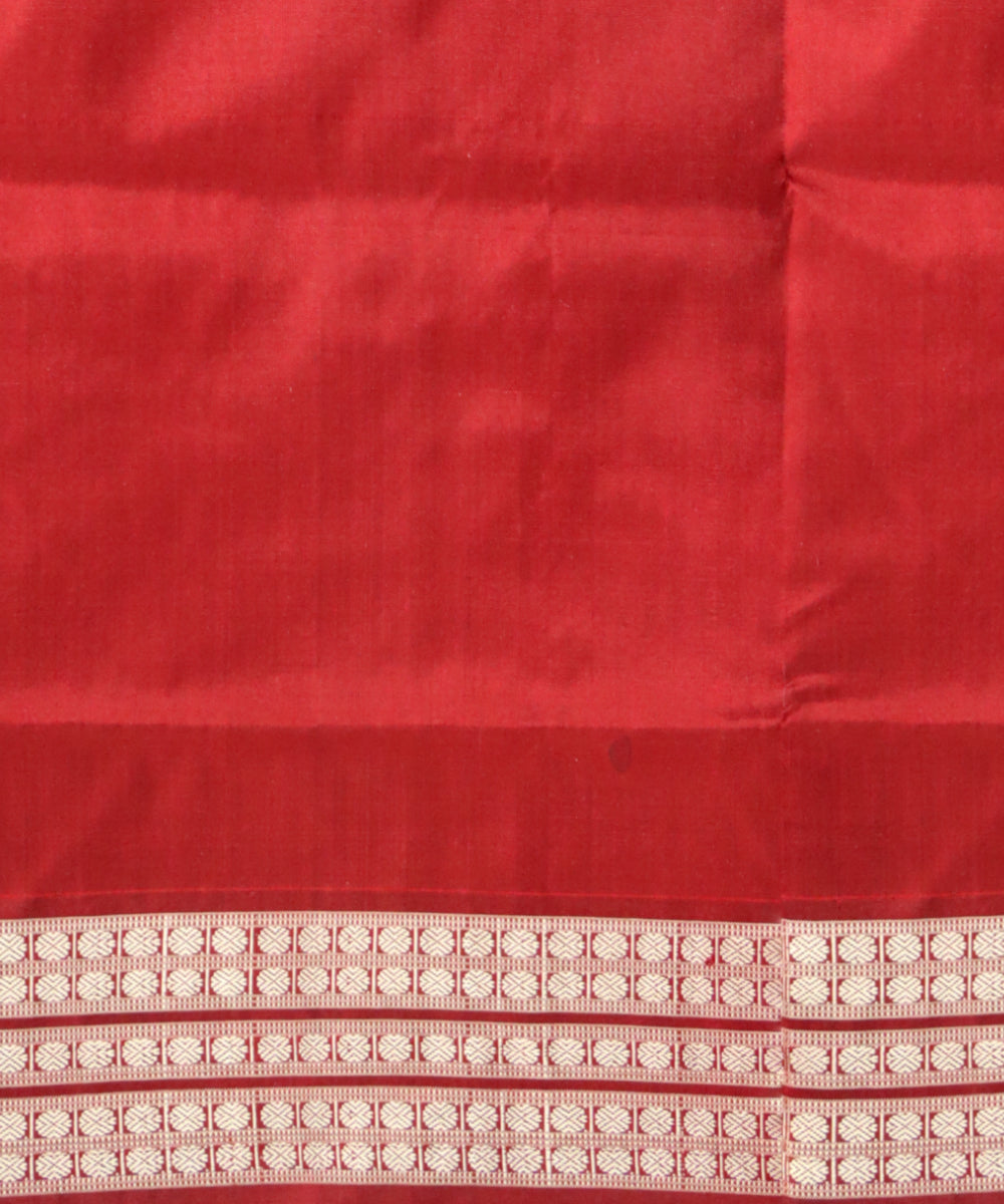 Multicolor light green carmine silk handloom sambalpuri saree