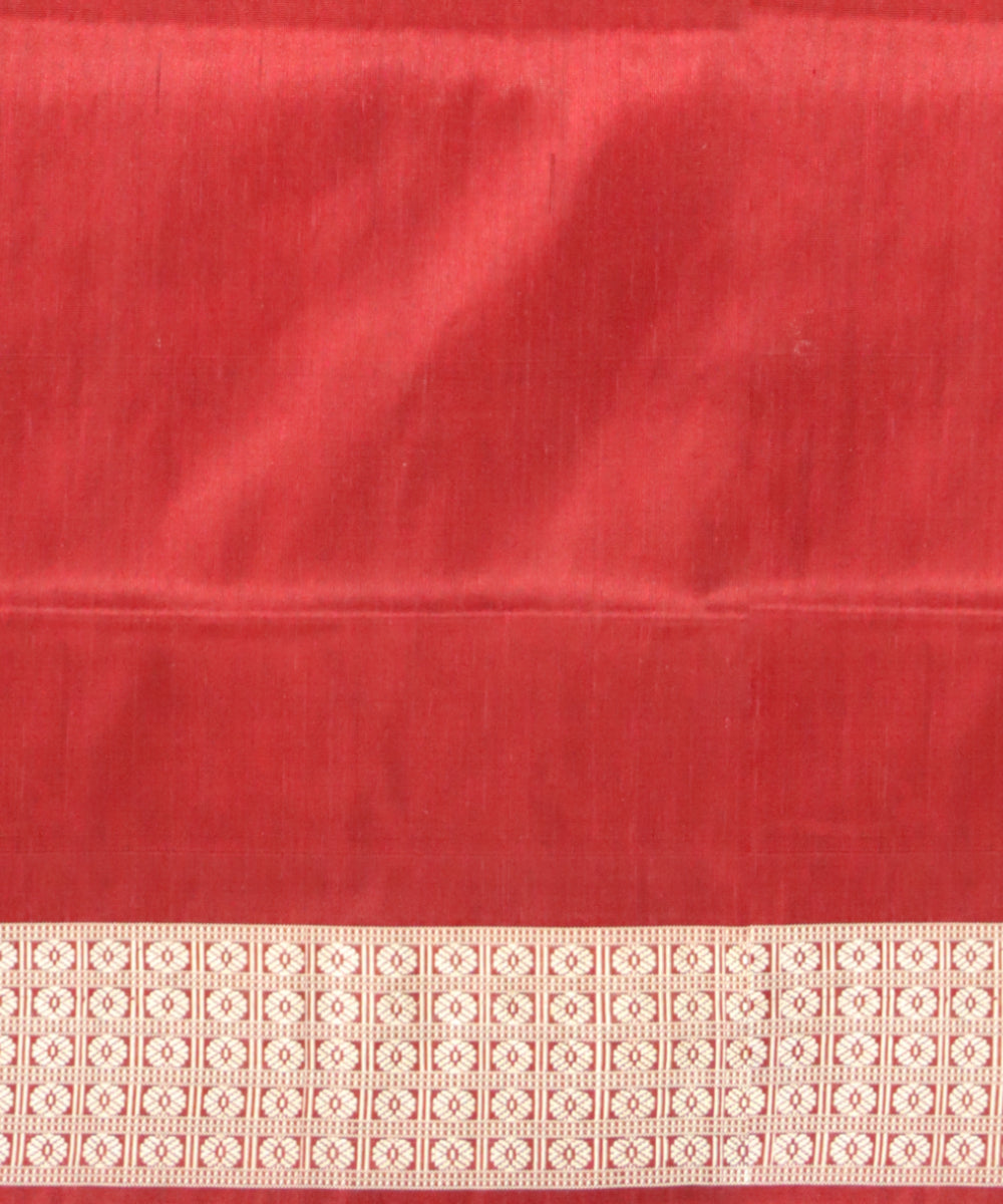 Multicolor carmine silk handloom sambalpuri saree