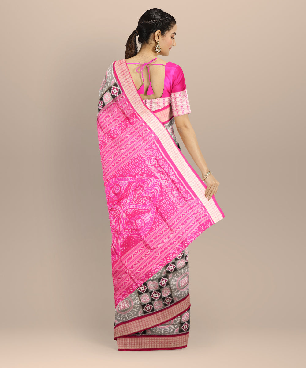 Multicolor dark magenta silk handloom sambalpuri saree