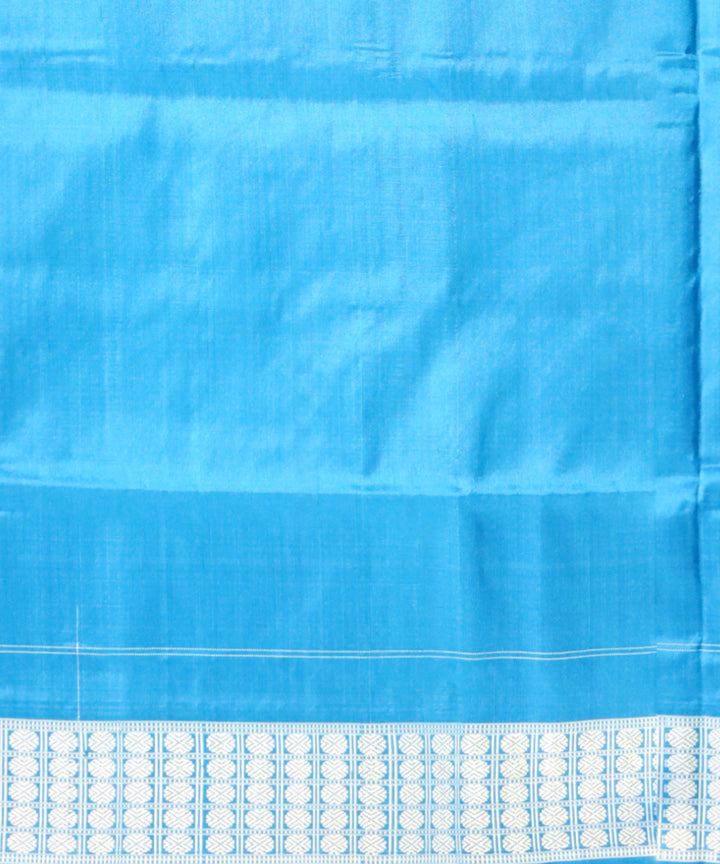 Cyan blue cyan cornflower blue silk handloom sambalpuri saree