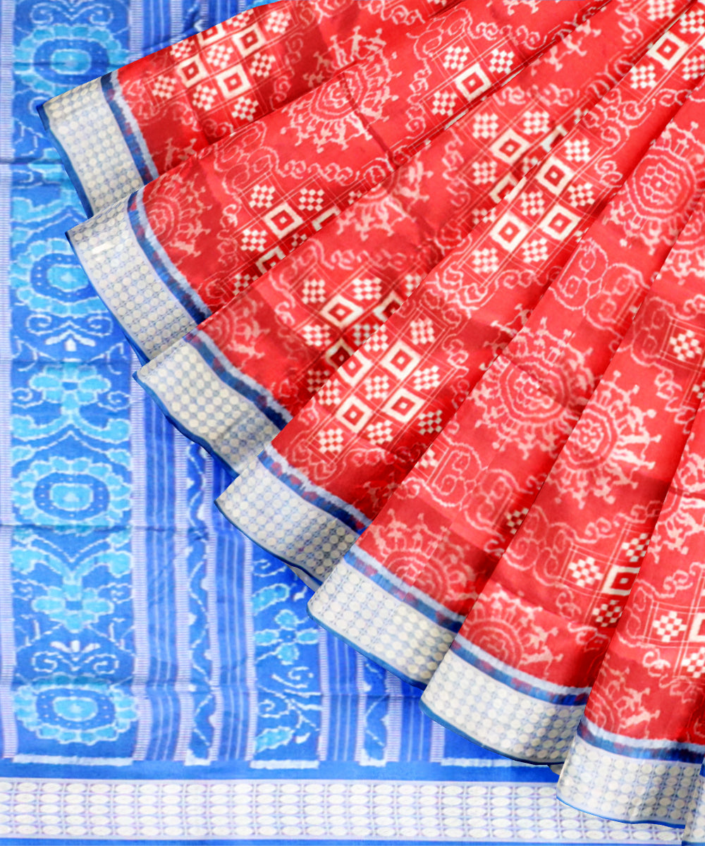 Red dark blue silk handloom sambalpuri saree