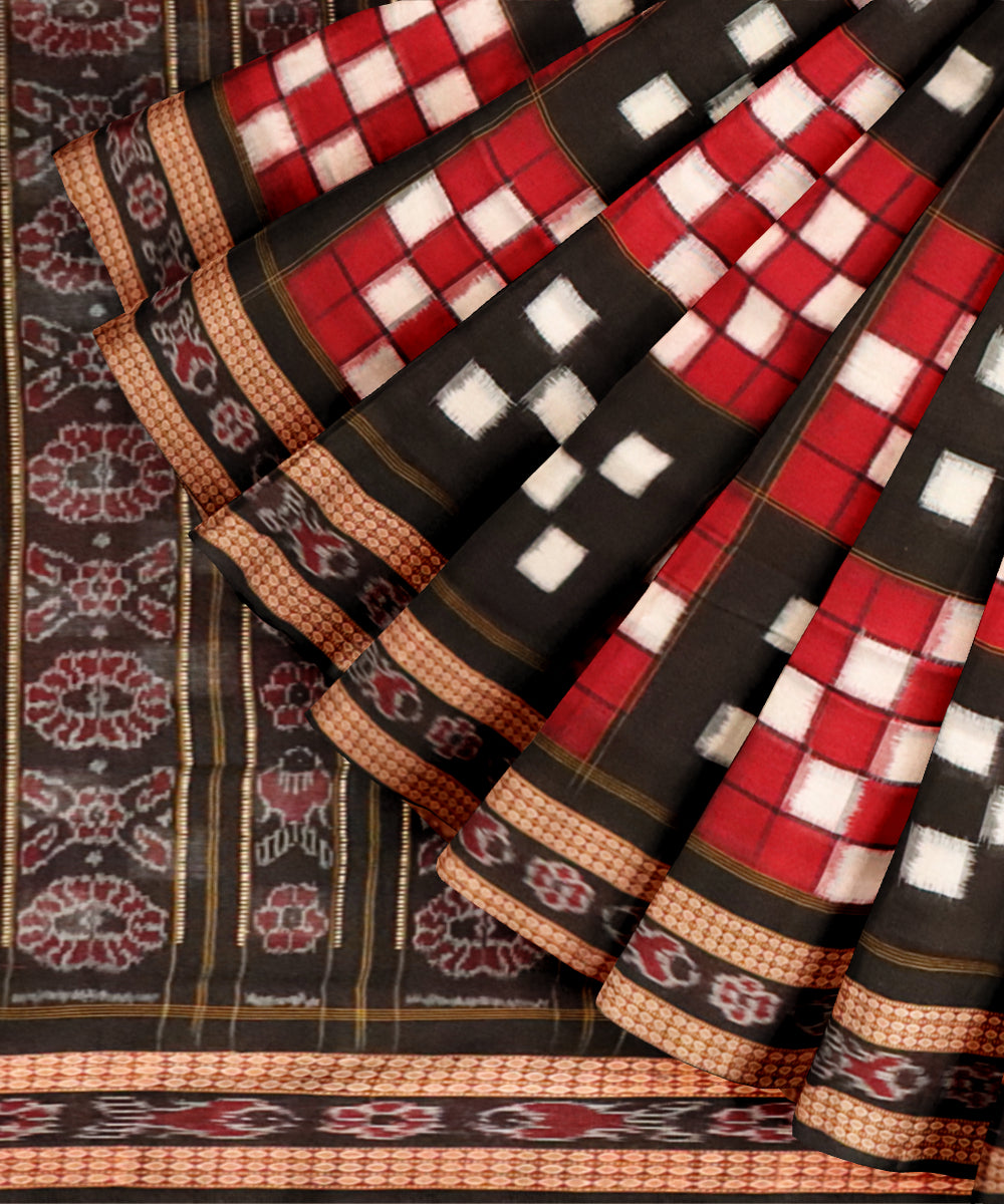 Multicolor black cotton handloom sambalpuri saree