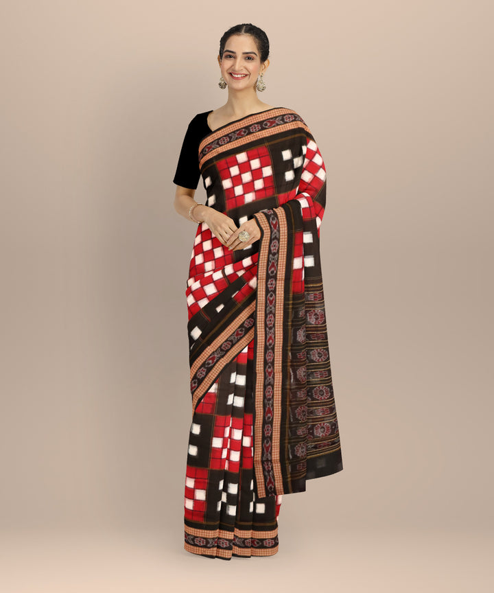 Multicolor black cotton handloom sambalpuri saree