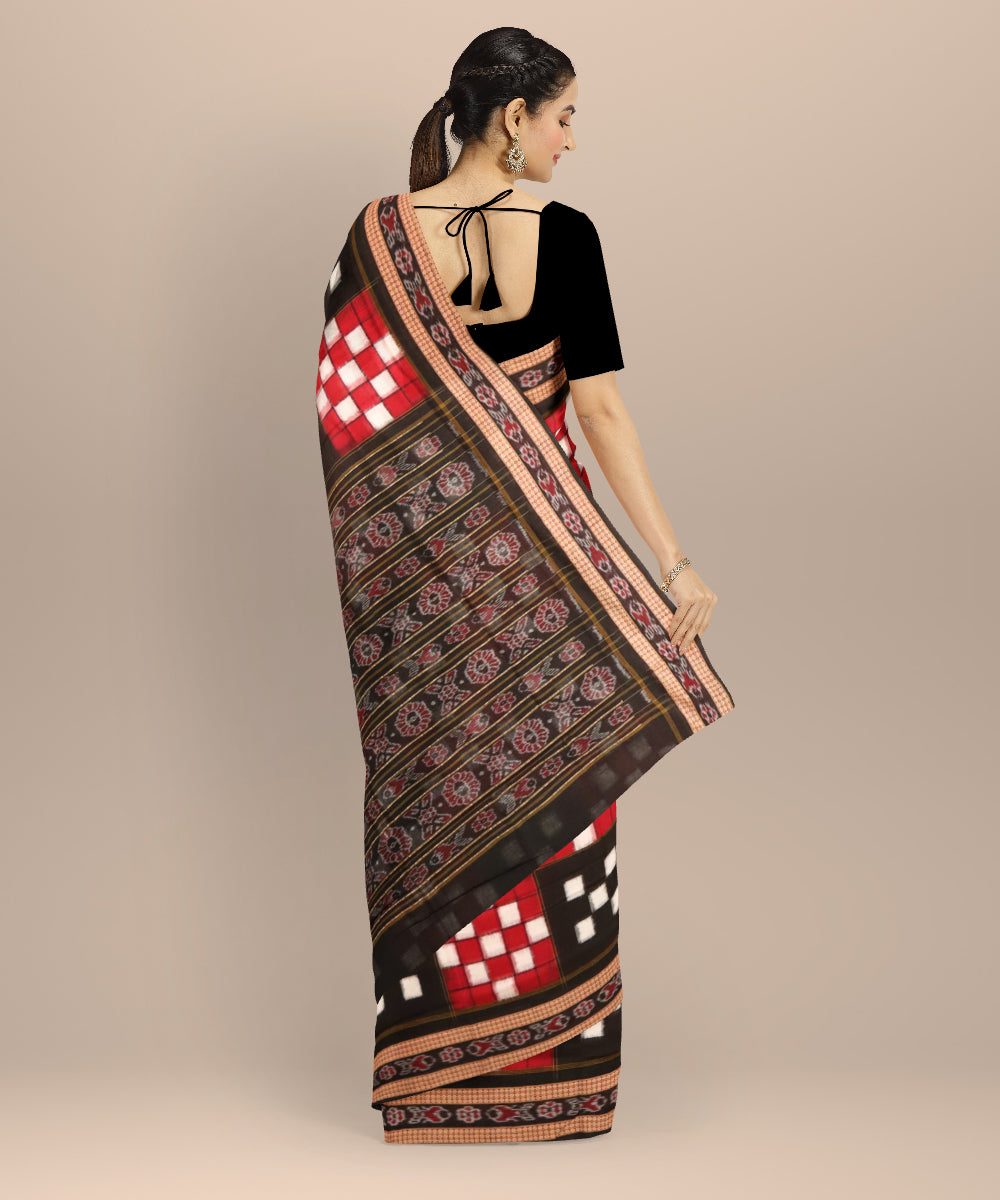 Multicolor black cotton handloom sambalpuri saree