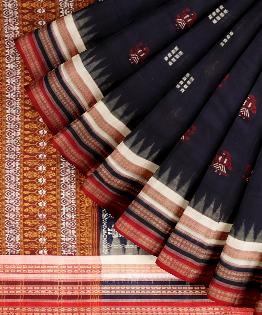 Navy blue multicolour cotton handloom sonepur saree
