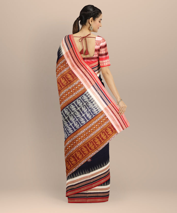 Navy blue multicolour cotton handloom sonepur saree