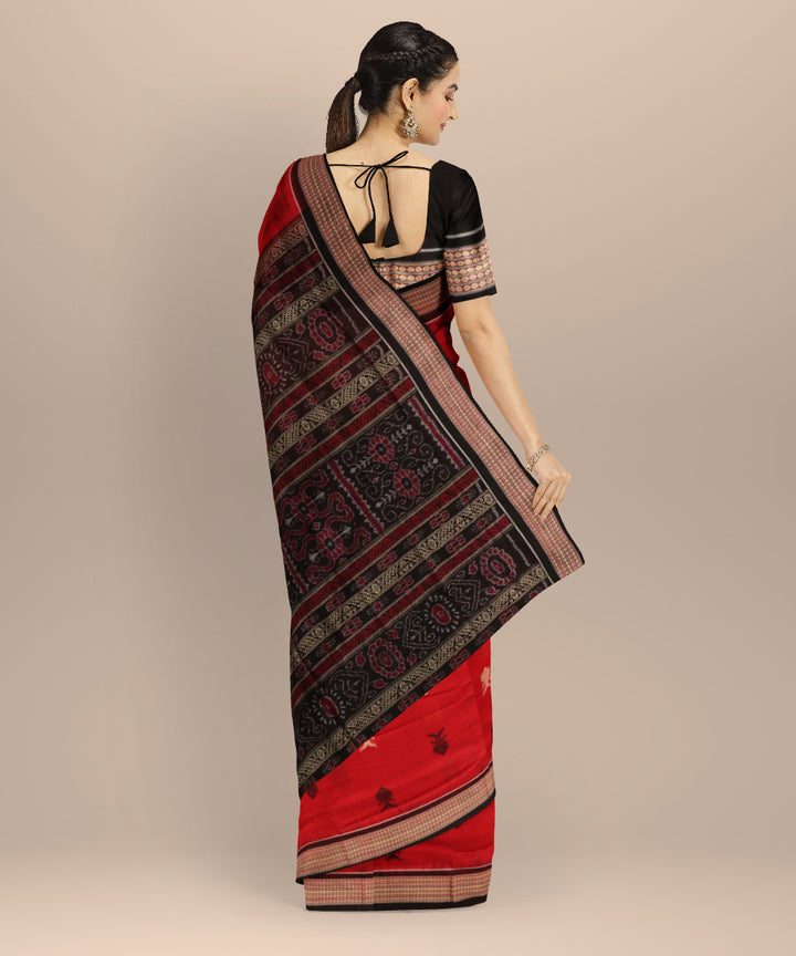 Red black cotton handloom sonepur saree