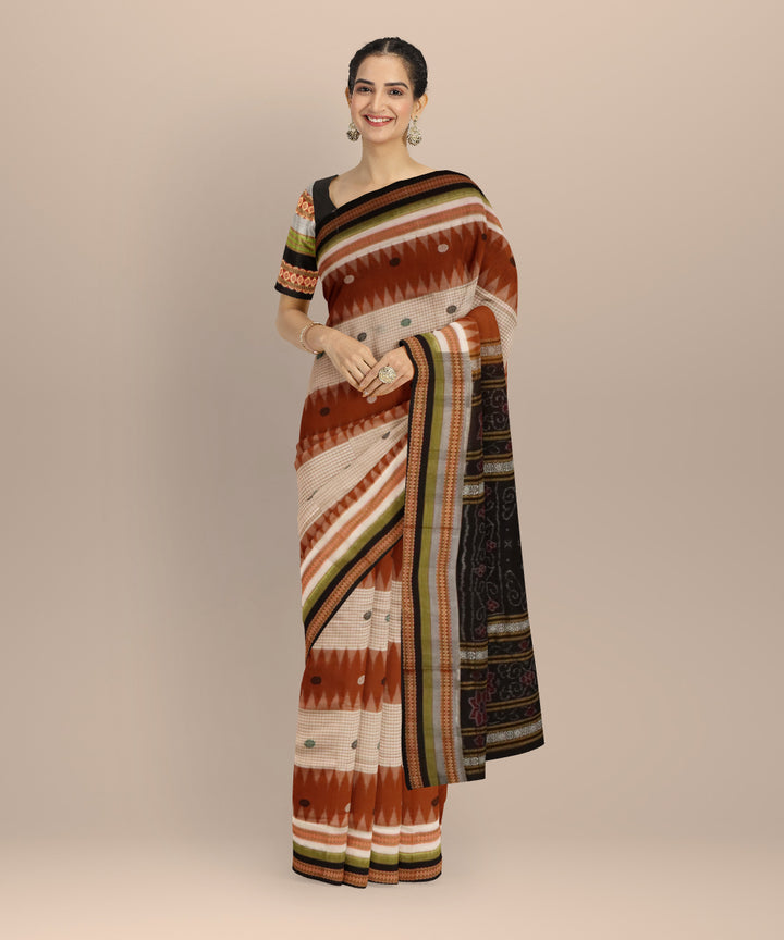 Multicolor black cotton handloom sonepur saree