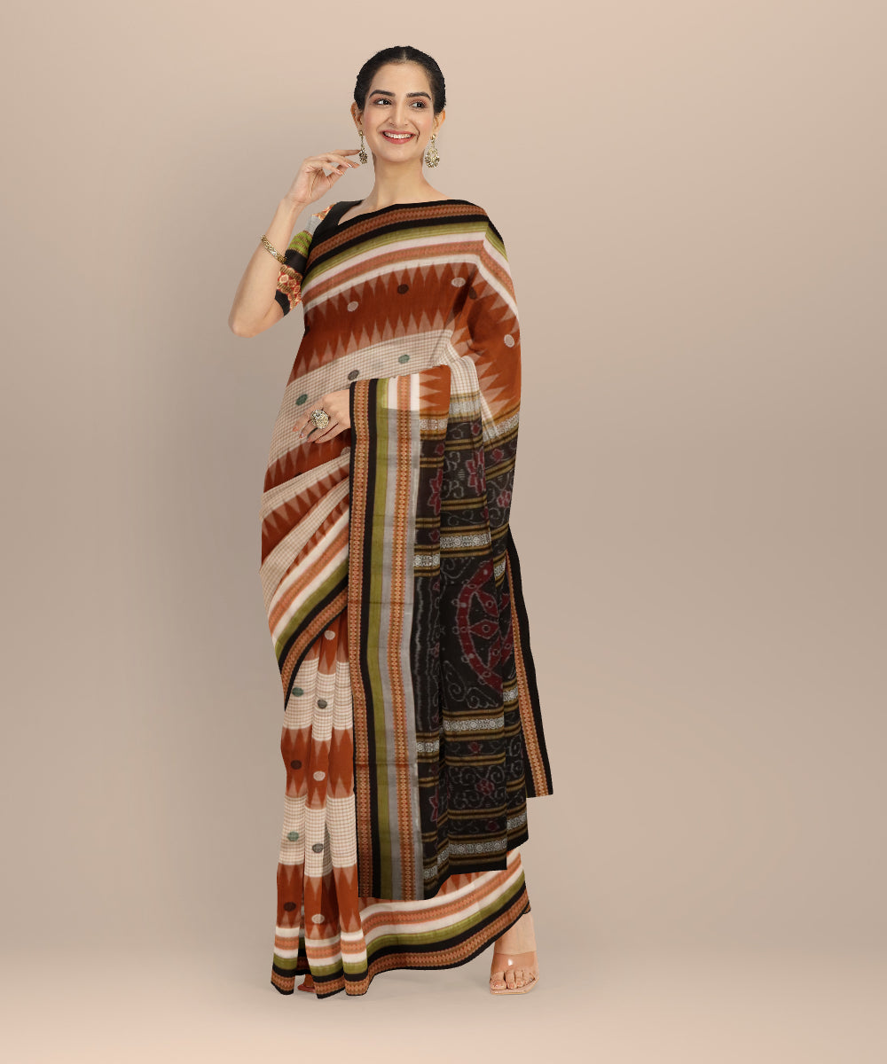 Multicolor black cotton handloom sonepur saree