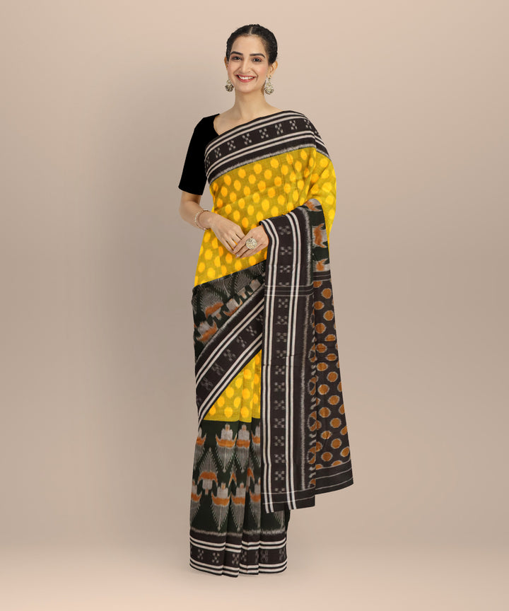 Multicolor black handloom nuapatna cotton saree