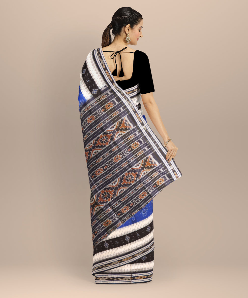 Sky blue black handloom nuapatna cotton saree
