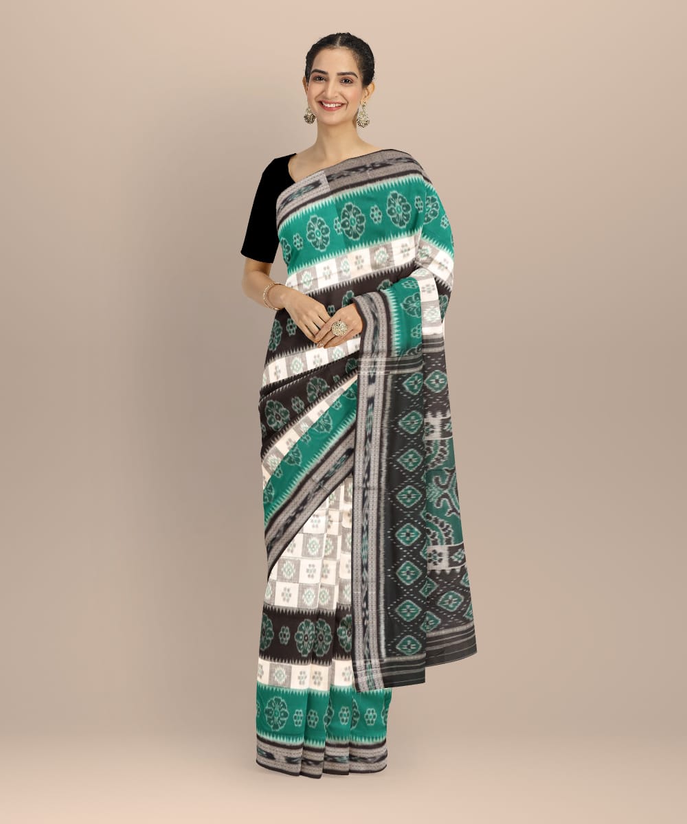 Multicolor black nuapatna handloom cotton saree