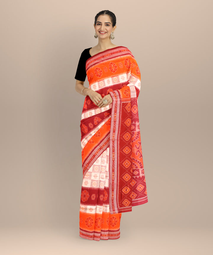 Multicolor maroon cotton handloom nuapatna saree