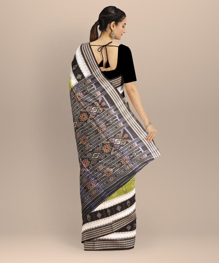 Olive green black cotton handloom nuapatna saree