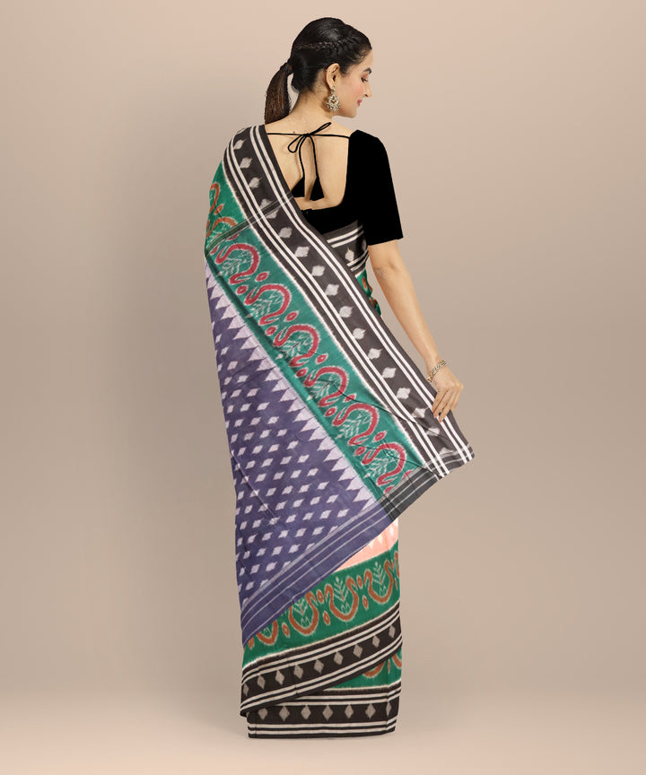 Pink black handloom nuapatna cotton saree