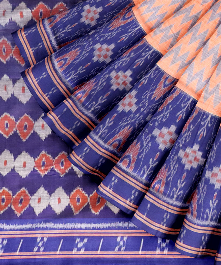 Multicolor dark blue handloom nuapatna cotton saree