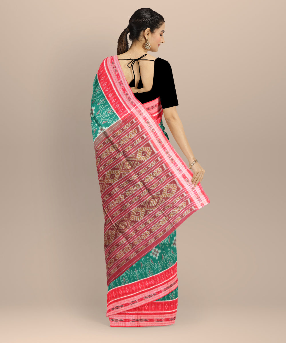 Green dark red cotton handloom nuapatna saree