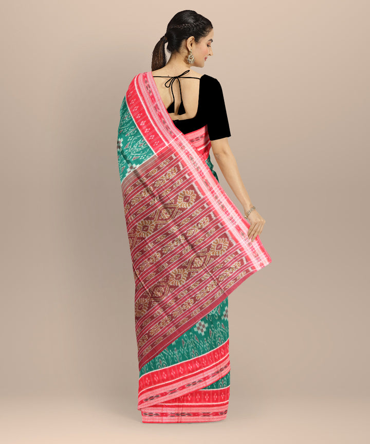 Green dark red cotton handloom nuapatna saree