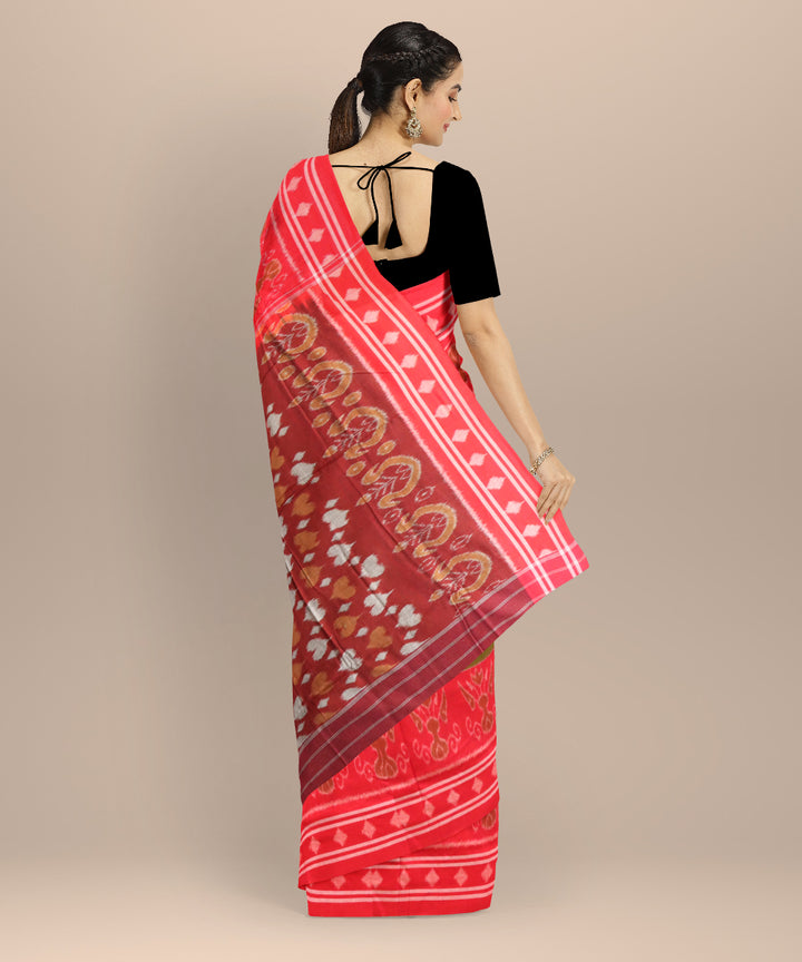 Dark green dark red cotton handloom nuapatna saree