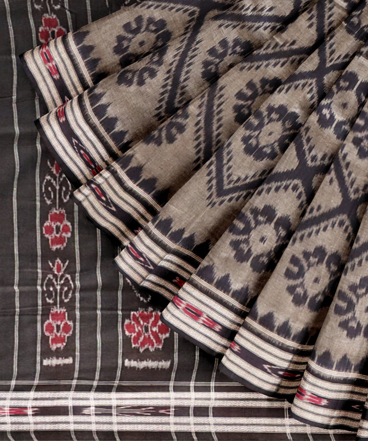 Grey black cotton handloom nuapatna saree