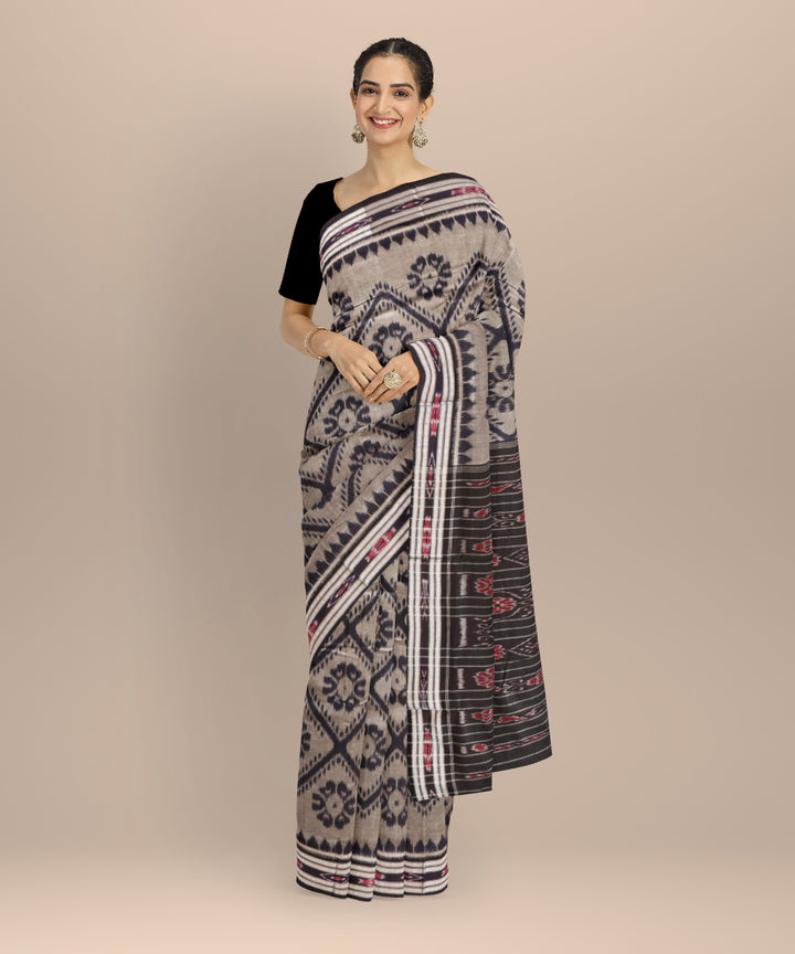 Grey black cotton handloom nuapatna saree