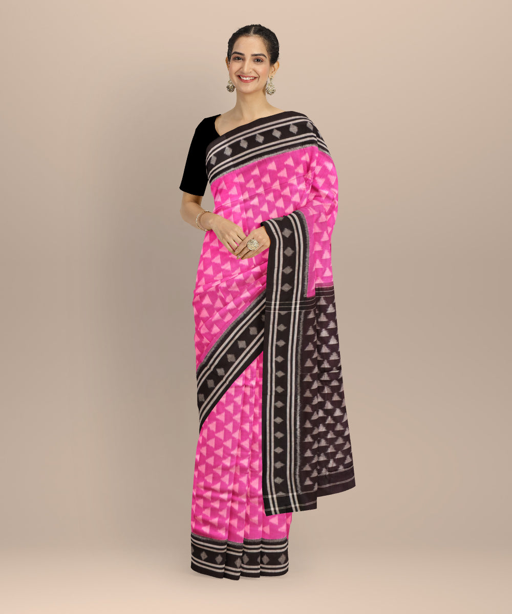 Purple black cotton handloom nuapatna saree