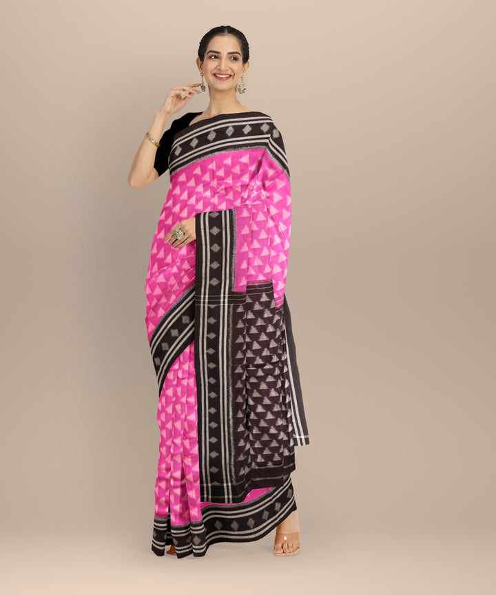 Purple black cotton handloom nuapatna saree