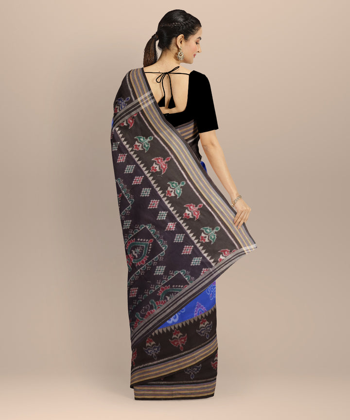 Sky blue black cotton handloom nuapatna saree