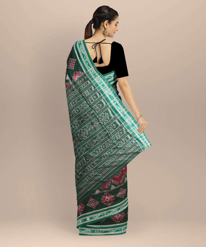 Maroon dark green cotton handloom nuapatna saree