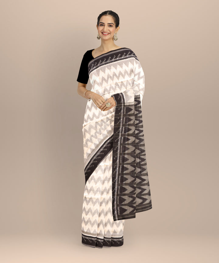 White black handloom cotton nuapatna saree