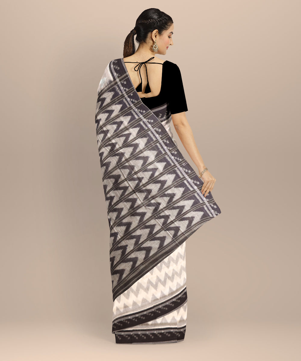 White black handloom cotton nuapatna saree