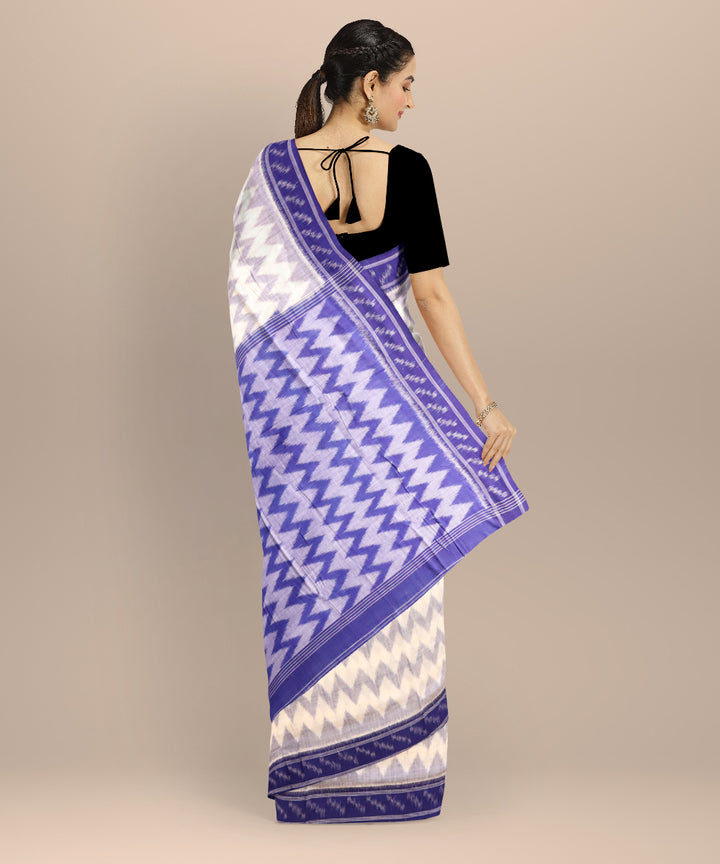 White dark blue cotton handloom nuapatna saree