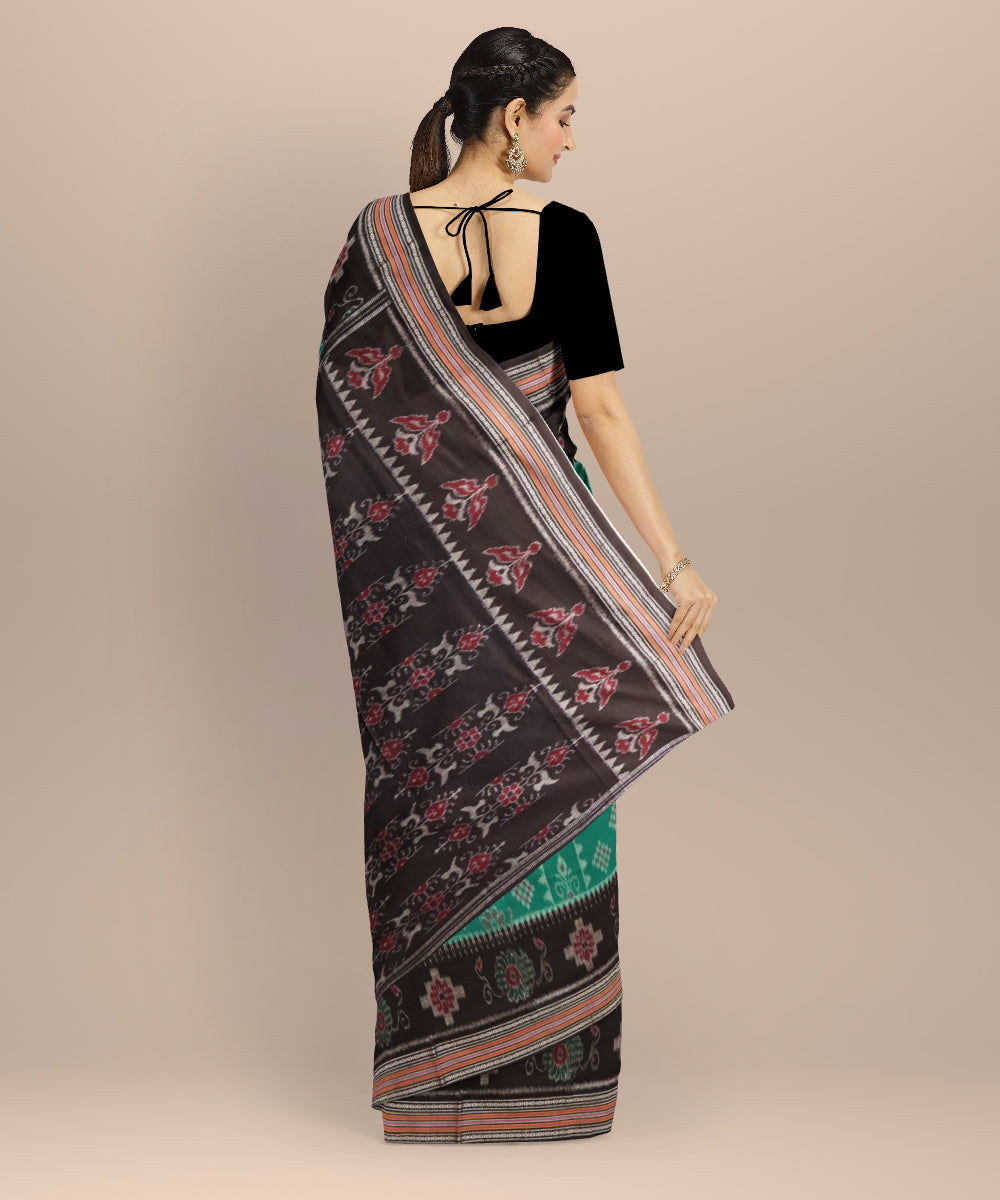 Dark green black handloom cotton nuapatna saree