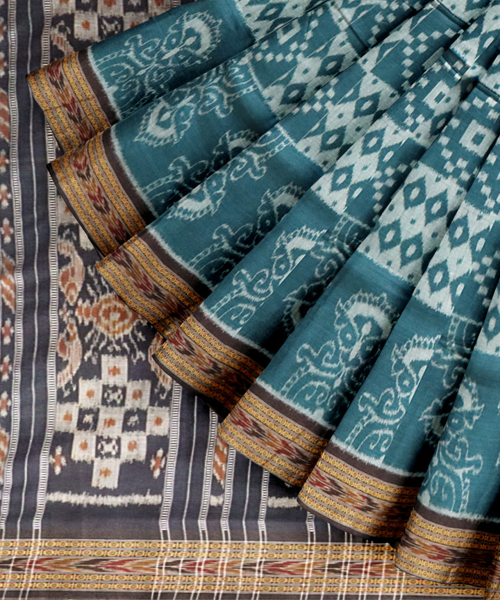 Dark green black cotton handloom nuapatna saree