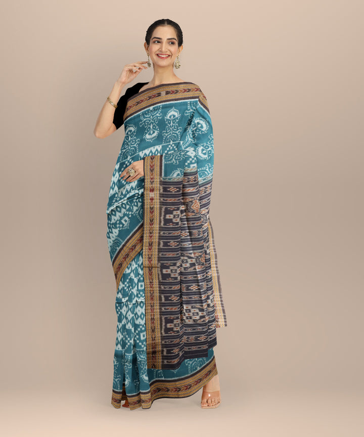 Dark green black cotton handloom nuapatna saree