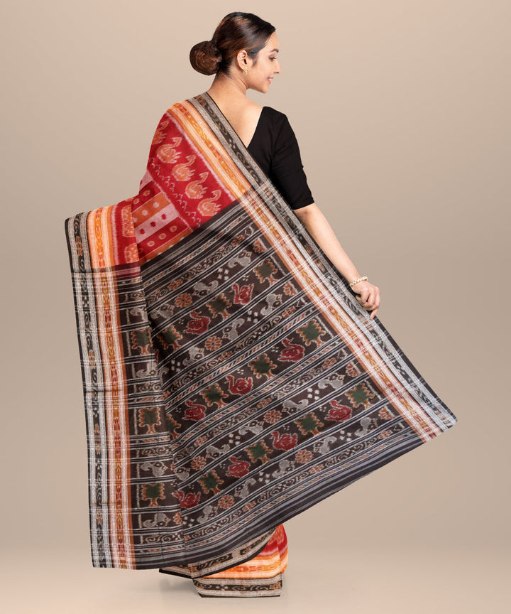 Multicolor black handloom cotton nuapatna saree