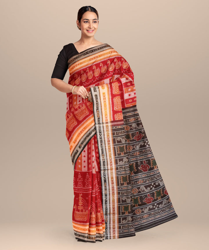 Multicolor black handloom cotton nuapatna saree