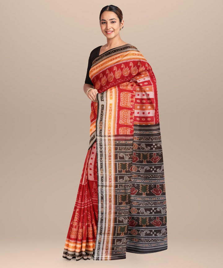 Multicolor black handloom cotton nuapatna saree