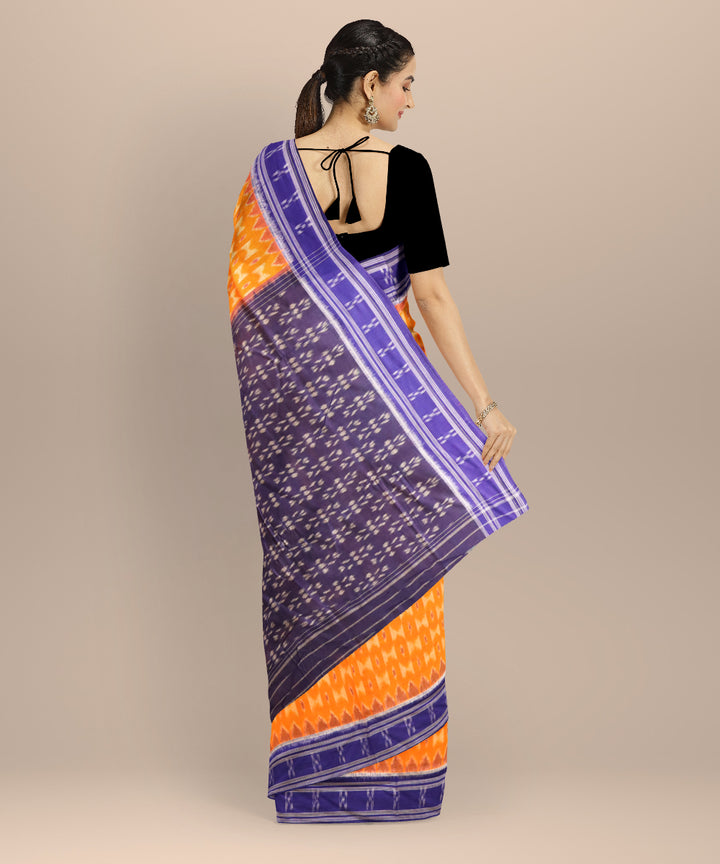 Orange dark blue cotton handloom nuapatna saree