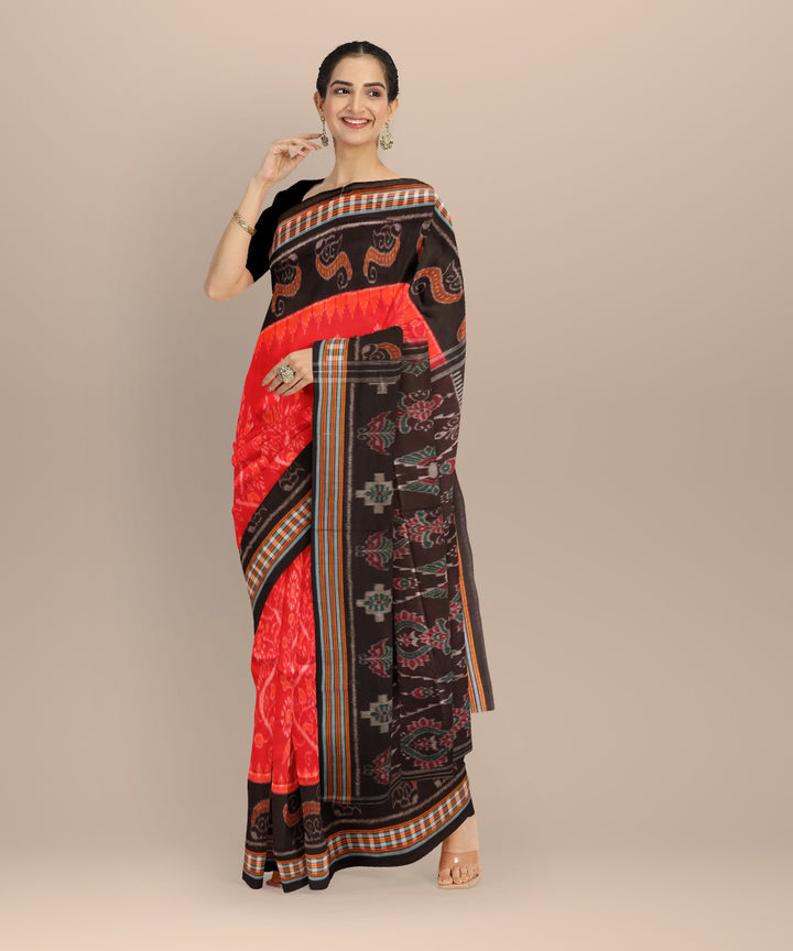 Red black cotton handloom nuapatna saree