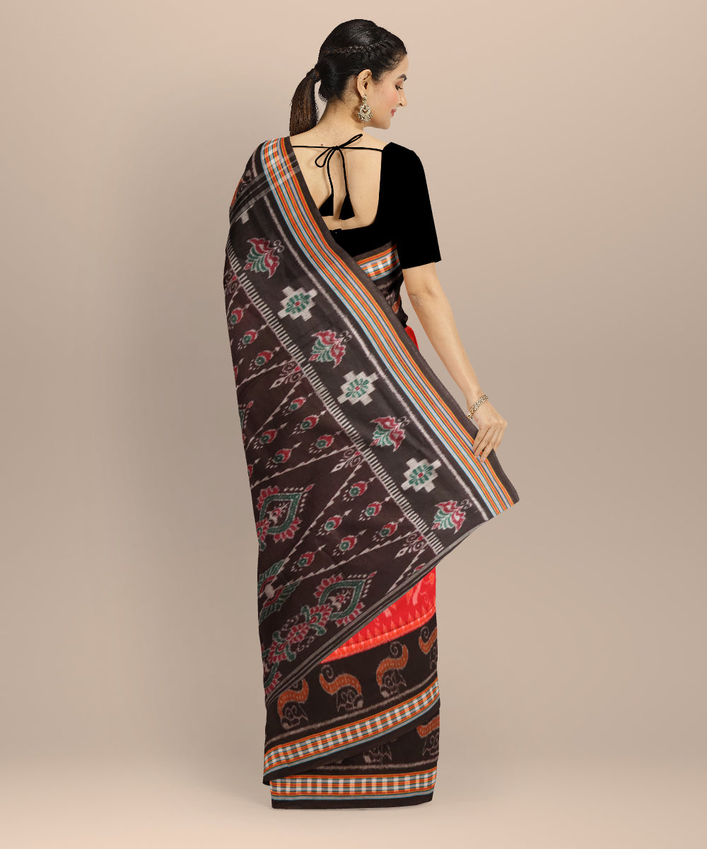 Red black cotton handloom nuapatna saree
