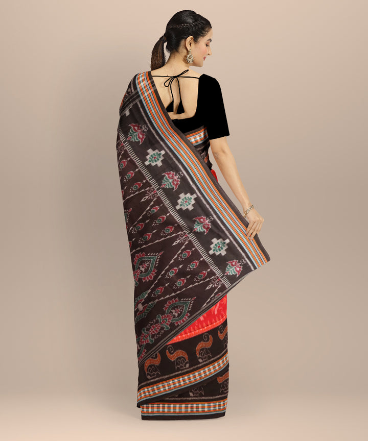 Red black cotton handloom nuapatna saree
