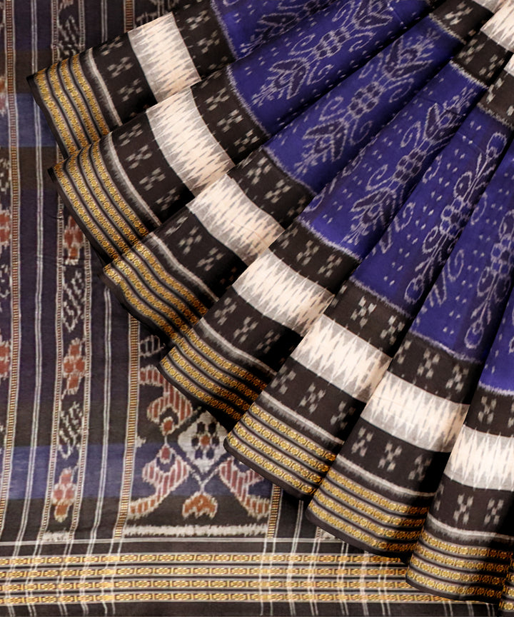 Multicolor black cotton handloom nuapatna saree