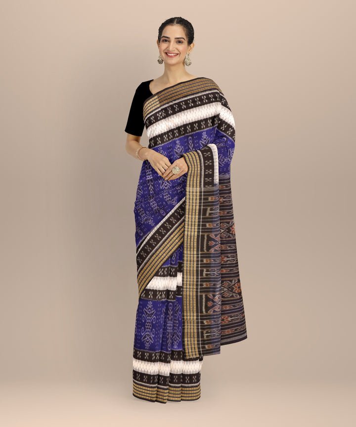 Multicolor black cotton handloom nuapatna saree