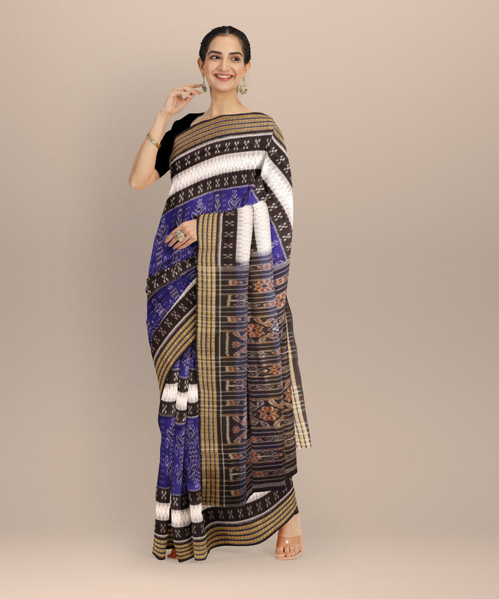 Multicolor black cotton handloom nuapatna saree