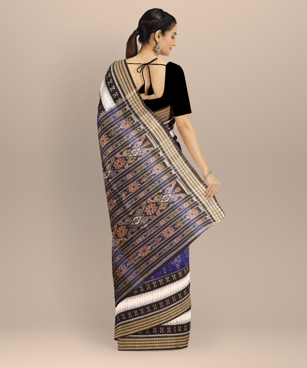Multicolor black cotton handloom nuapatna saree